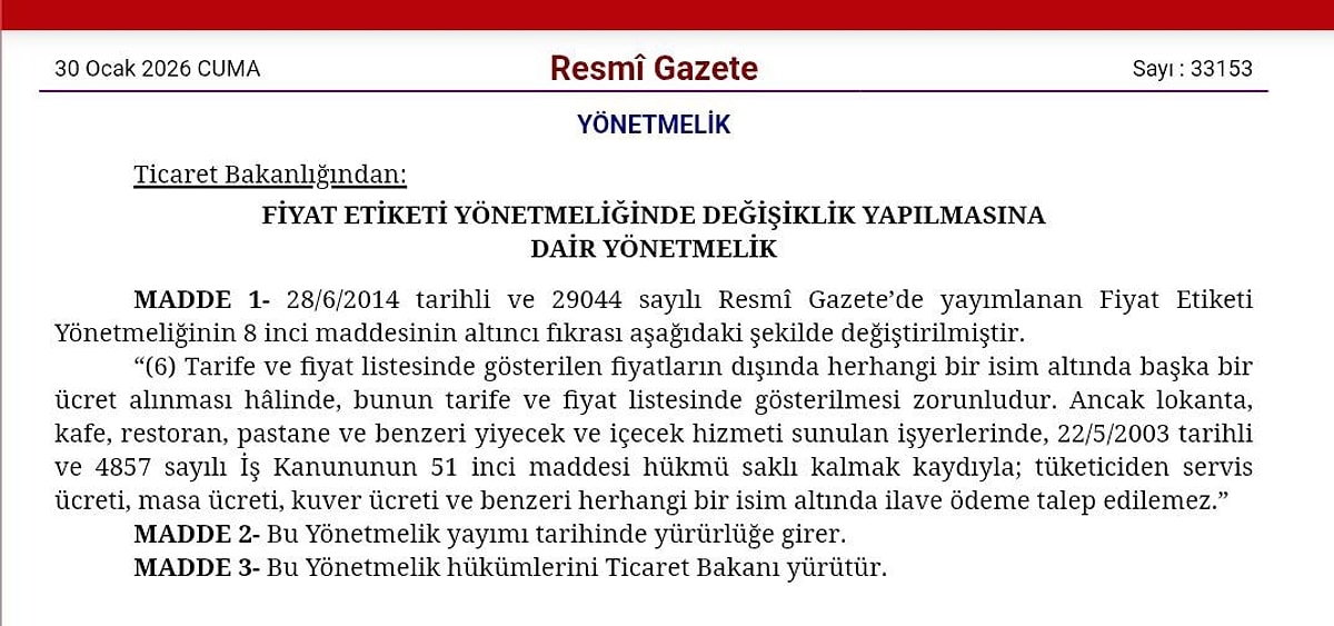 Proadisyon Kullanıcılarının Dikkatine, Kuver, Servis Ücreti Gibi Paraların Alınması Yasaklandı